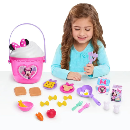 Disney Junior Minnie Mouse Fab Food Bucket, 25-Pieces, Pretend Kitchen Playset Baby and Toddler Toys