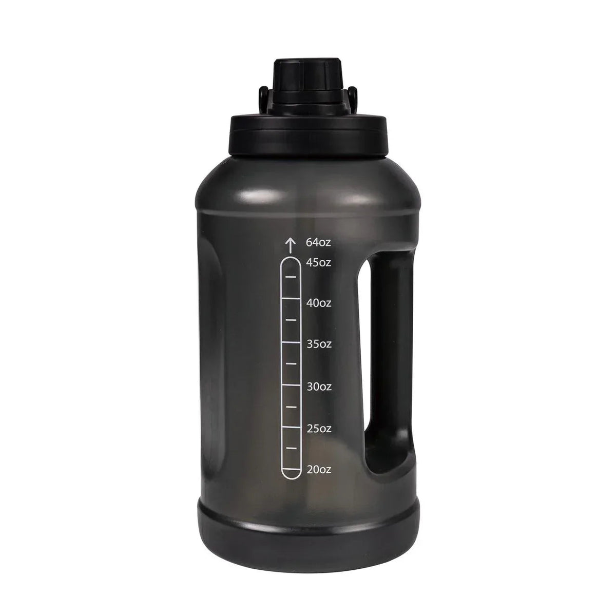 Mainstays 64 Fluid Ounces Water Bottle, Translucent Black, with Straw/ Chug 2 in 1 Lid, Light Weight, Reusable, Plastic