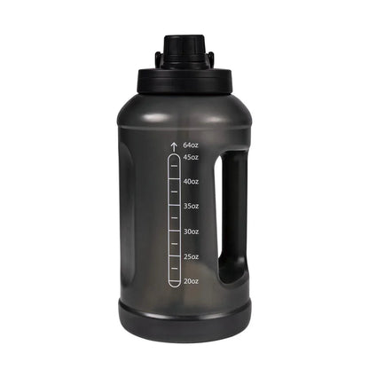 Mainstays 64 Fluid Ounces Water Bottle, Translucent Black, with Straw/ Chug 2 in 1 Lid, Light Weight, Reusable, Plastic