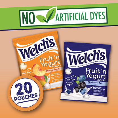 Welch's Fruit 'N Yogurt Blueberry-Acai. & Mango-Peach Soft Fruit Snacks, .7 oz, 20 Count