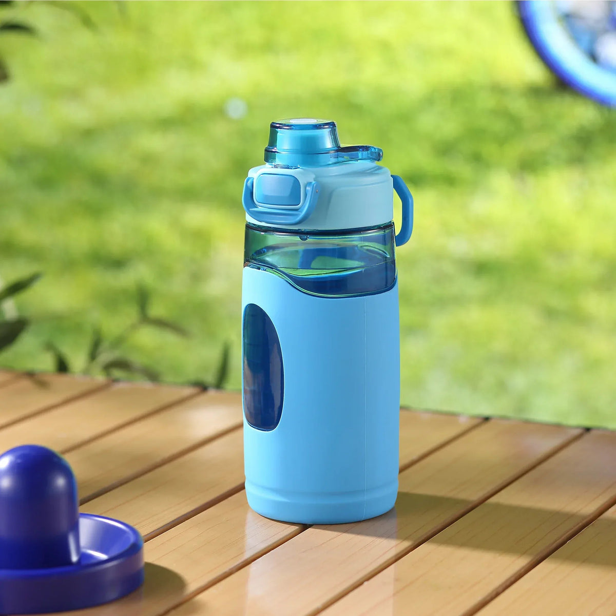 Your Zone 16 Fluid Ounces Water Bottle, Blue, Tritan, Silicone Sleeve, No Straw, Reuseable