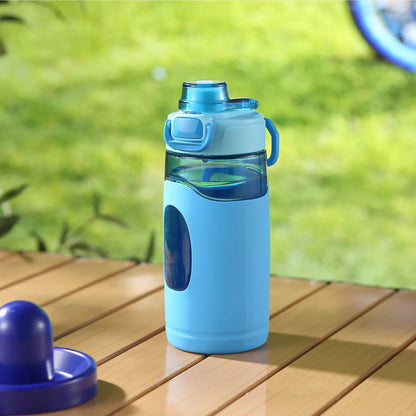 Your Zone 16 Fluid Ounces Water Bottle, Blue, Tritan, Silicone Sleeve, No Straw, Reuseable