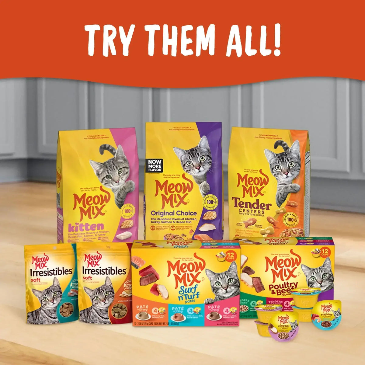 Meow Mix Tender Favorites Poultry & Beef Variety Pack, Wet Cat Food, 2.75 oz Cup
