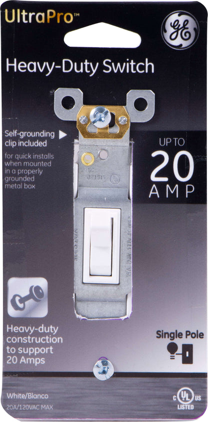 GE UltraPro Heavy-Duty Grounding Toggle Switch, 20 Amps