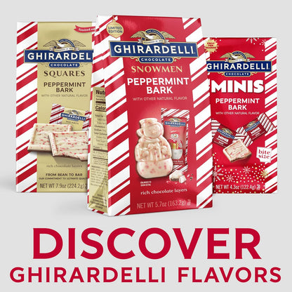 GHIRARDELLI Peppermint Bark Snowmen – Limited Edition Holiday Chocolate Candy Featuring Layers of Rich Chocolate Layers with Festive Peppermint Flavor, 5.7 oz Bag