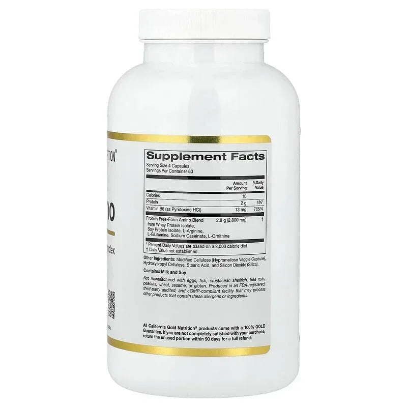 California Gold Nutrition, Total Amino with Vitamin B-6, and 20 Amino Acid Blend, 240 Veggie Capsules