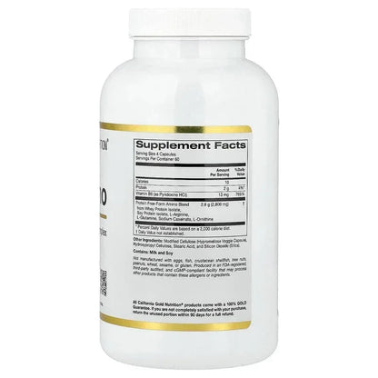 California Gold Nutrition, Total Amino with Vitamin B-6, and 20 Amino Acid Blend, 240 Veggie Capsules