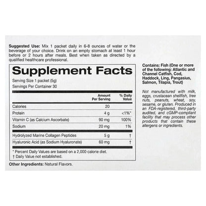 California Gold Nutrition, Marine Collagen Peptides Plus Vitamin C and Hyaluronic Acid, 30 Packets, 0.19 oz (5.38 g) Each