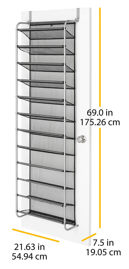Mainstays Over-the-Door Hanging Shoe Rack, Fits up to 36 pairs, Space Saving, Mesh Lined Tear Resistant