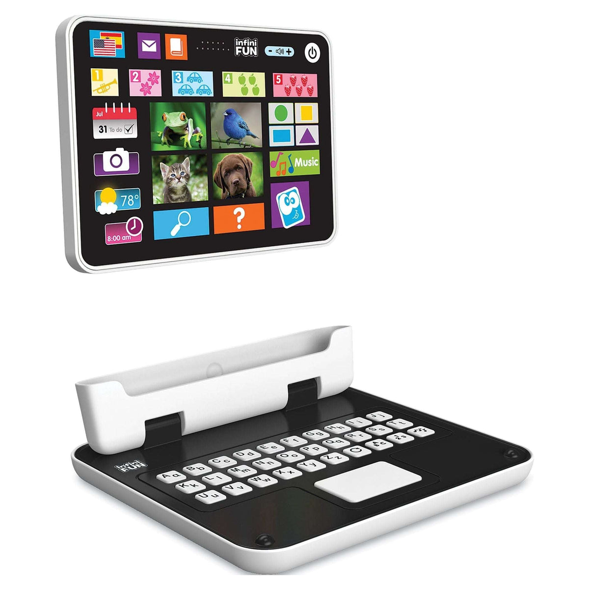 Infinifun My First 2-in-1 Toy Tablet (Bilingual)-Ages 2 Years and up. Learn Abc's, 123's, Colors, Shapes and More