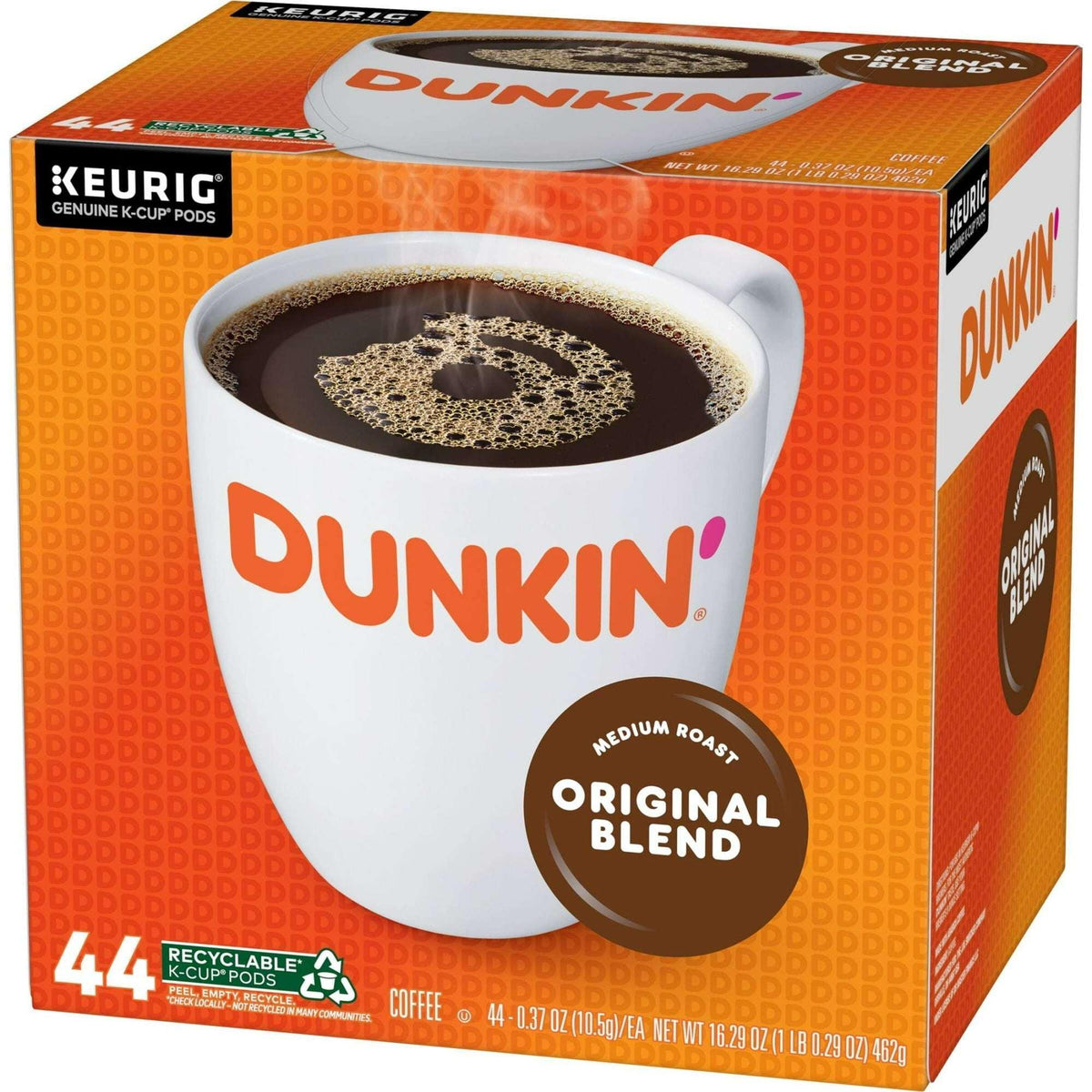 Dunkin’ Original Blend Medium Roast Coffee, Keurig K Cup Pods, 44 Count Box