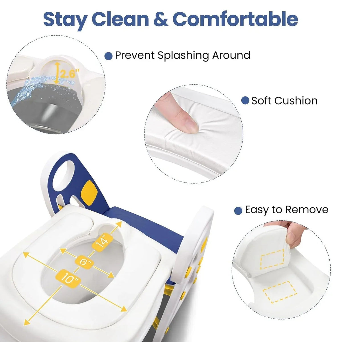 Primlect Potty Training Toilet Seat, 2 in 1 with Ladder, Adjustable Height ,for Ages 1-3, Blue