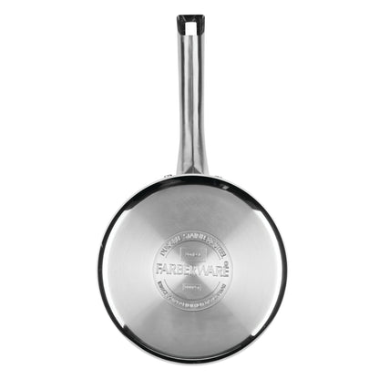 Farberware Luster 3 Quart Stainless Steel Straining Saucepan with Pouring Spout and Lid, Induction Compatible, Dishwasher Safe, Metal Utensil Safe , Oven Safe to 500°F, White