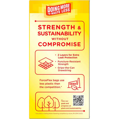 Glad ForceFlex Tall Kitchen Drawstring Trash Bags, 13 Gallon, Fragrance Free, 40 Count