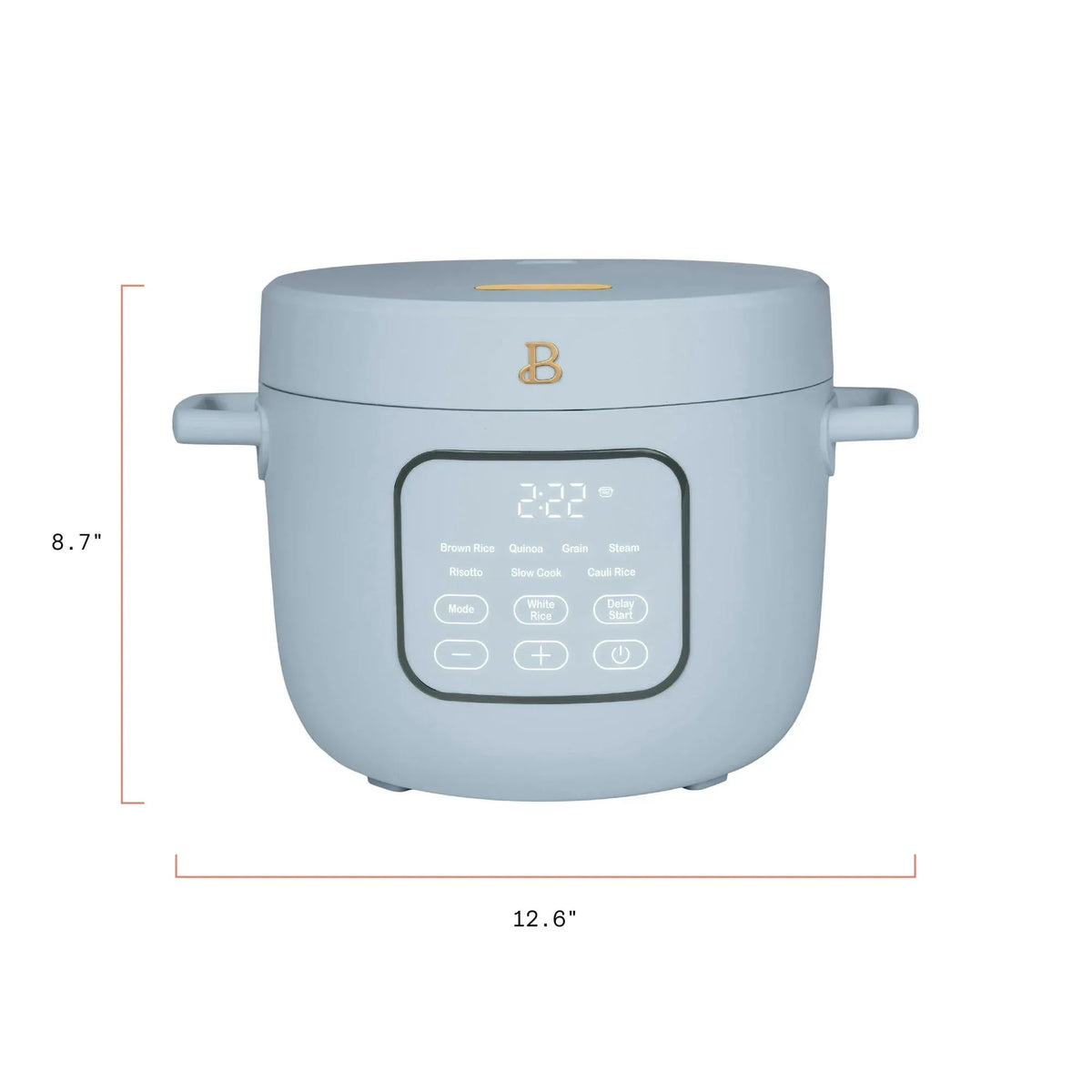 Beautiful 14-Cup Cooked, 6-Cups Uncooked Electric Rice and Grain Cooker, EverGood™ Ceramic Nonstick Coating, Cornflower Blue by Drew Barrymore