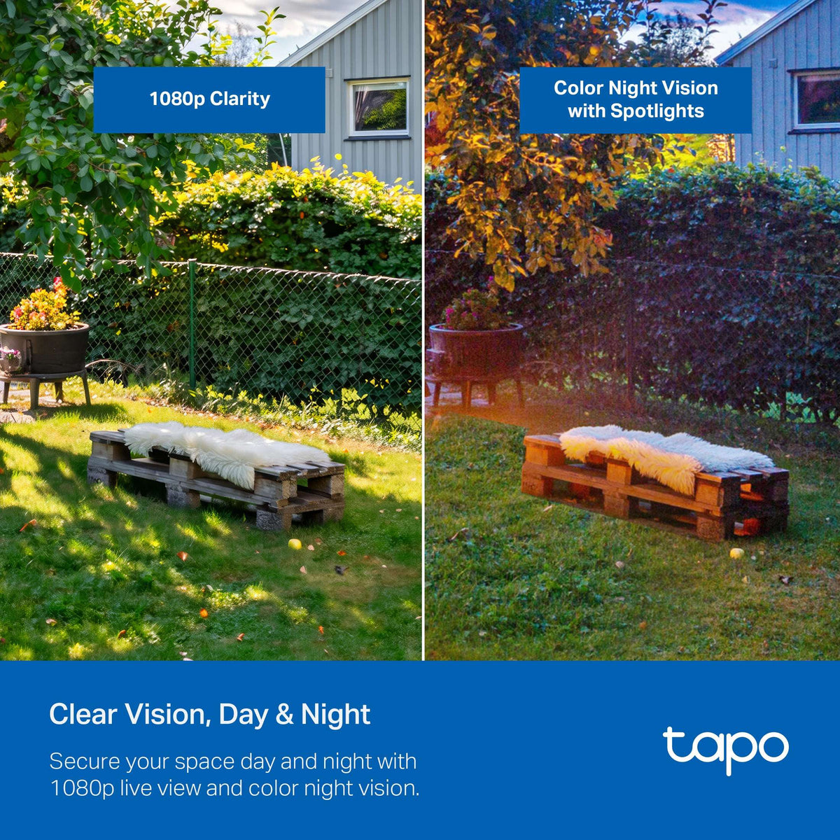 TP-Link Tapo TCW30 Indoor/Outdoor HD Security Camera with Pan/Tilt, Sound & Light Alarm, AI Detection & Local Storage — Enjoy 24/7 Coverage with No Subscription Costs