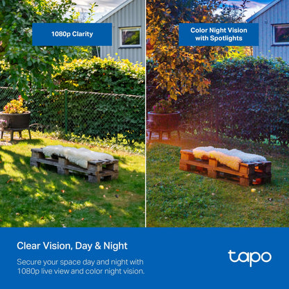 TP-Link Tapo TCW30 Indoor/Outdoor HD Security Camera with Pan/Tilt, Sound & Light Alarm, AI Detection & Local Storage — Enjoy 24/7 Coverage with No Subscription Costs