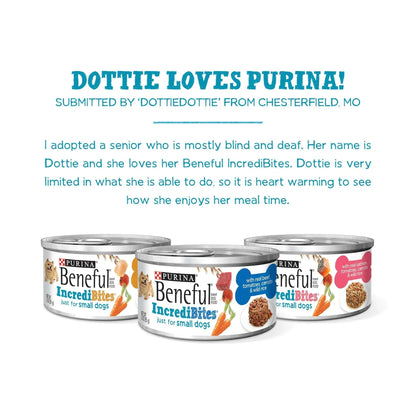 Purina Beneful Small Breed Wet Dog Food Variety Pack, IncrediBites With Real Beef, Chicken and Salmon