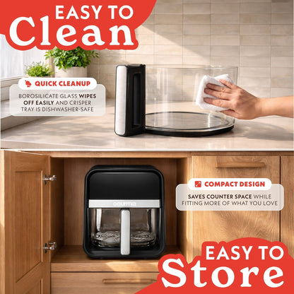 Gourmia 7-Quart Digital Air Fryer with Glass Basket and 12-One Touch Cooking Presets
