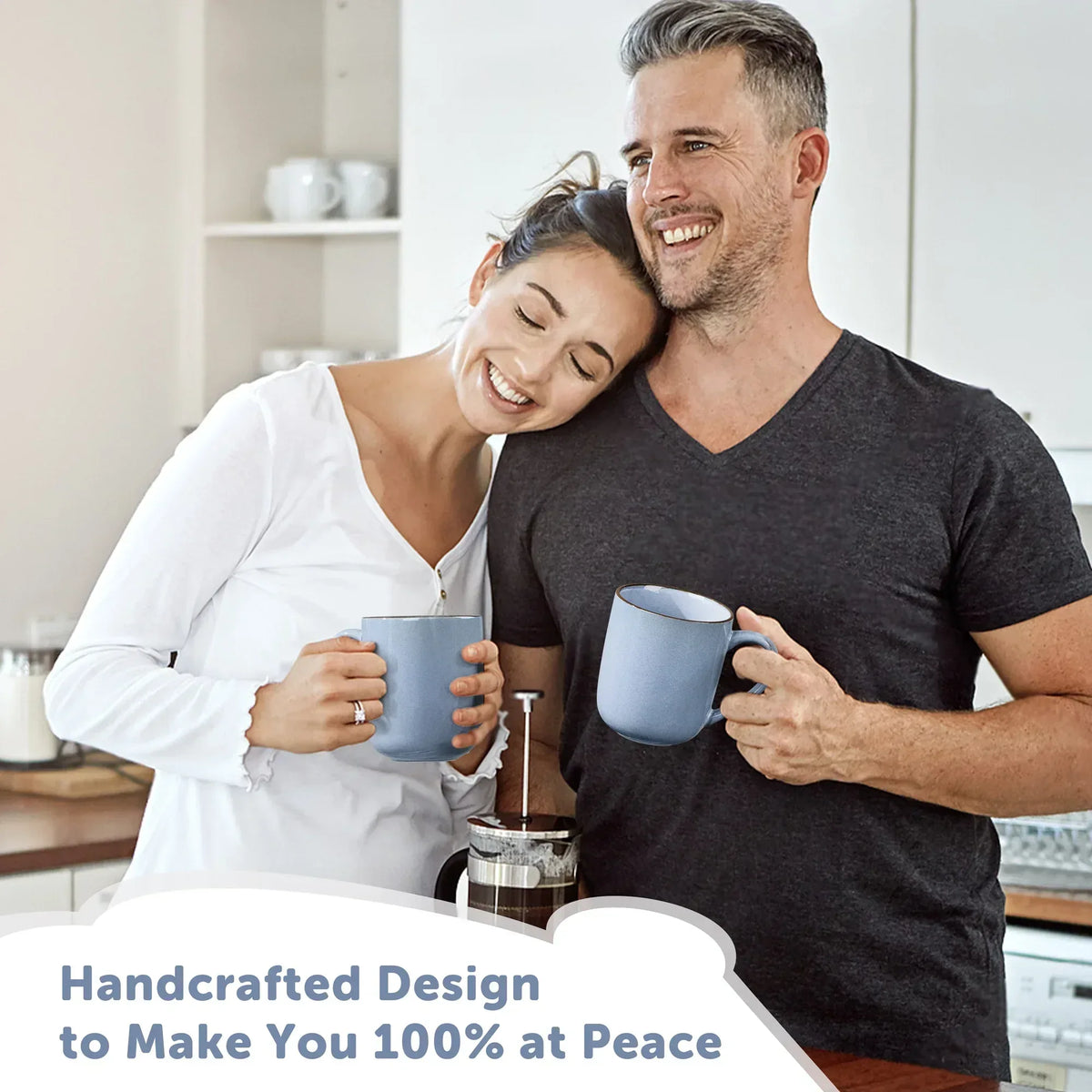 Vesteel Coffee Mug Set of 4, Ceramic Coffee Cups with Handles, 14oz Handmade Reactive Glaze Mugs Set for Coffee Tea Milk, Mug Gifts for Thanksgiving Day Anniversary, Gifts for Men, women, Home, Office and Restuarant