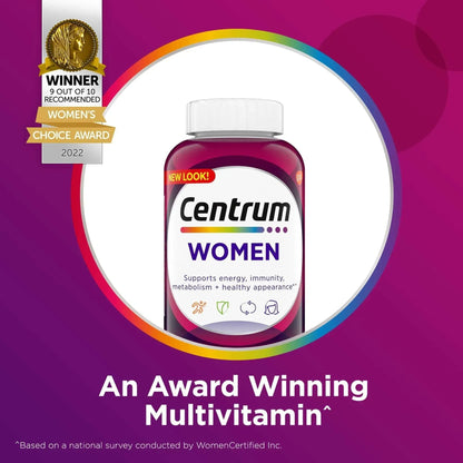 Centrum Women Multivitamin With Vitamins A, B, C, D3 & E With Iron, 100 Count