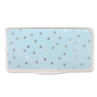 Baby Essentials 15.5”L 5 Piece Multi-Pocket Diaper Bag Backpack with Matching Changing Pad, Wipes Case, Insulated Bottle Bag & Organizer Pouch for Newborns, Infants & Toddlers in Blue & Gray Stars