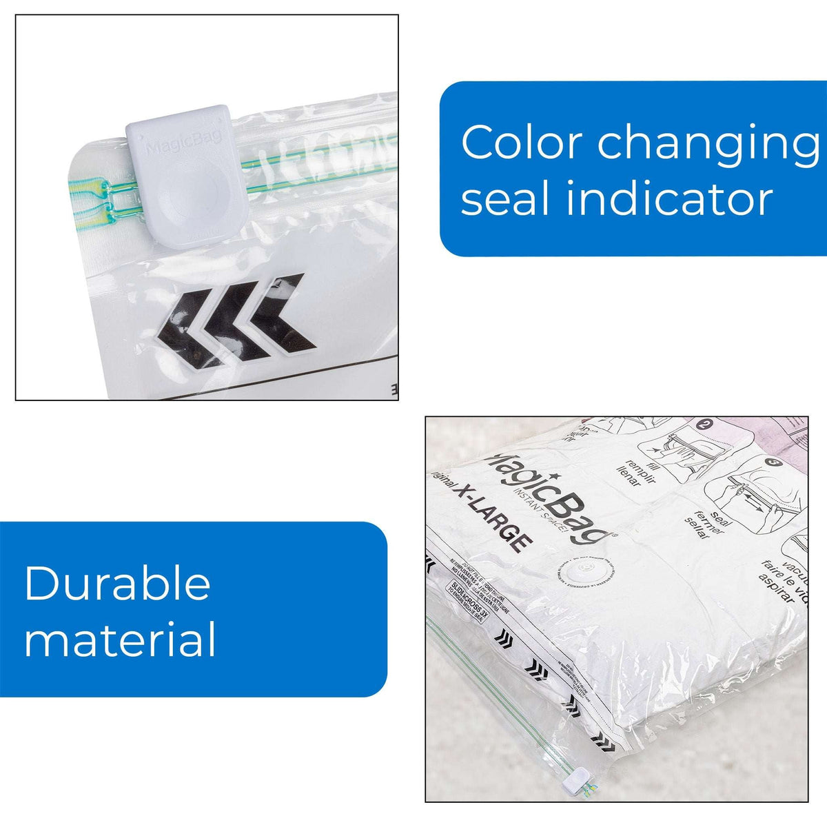 MagicBag Jumbo Vacuum Storage Bags, 4 Pack Flat Compression Bags for Bedding, Space Saving & Airtight