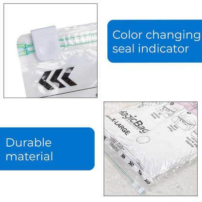 MagicBag Jumbo Vacuum Storage Bags, 4 Pack Flat Compression Bags for Bedding, Space Saving & Airtight