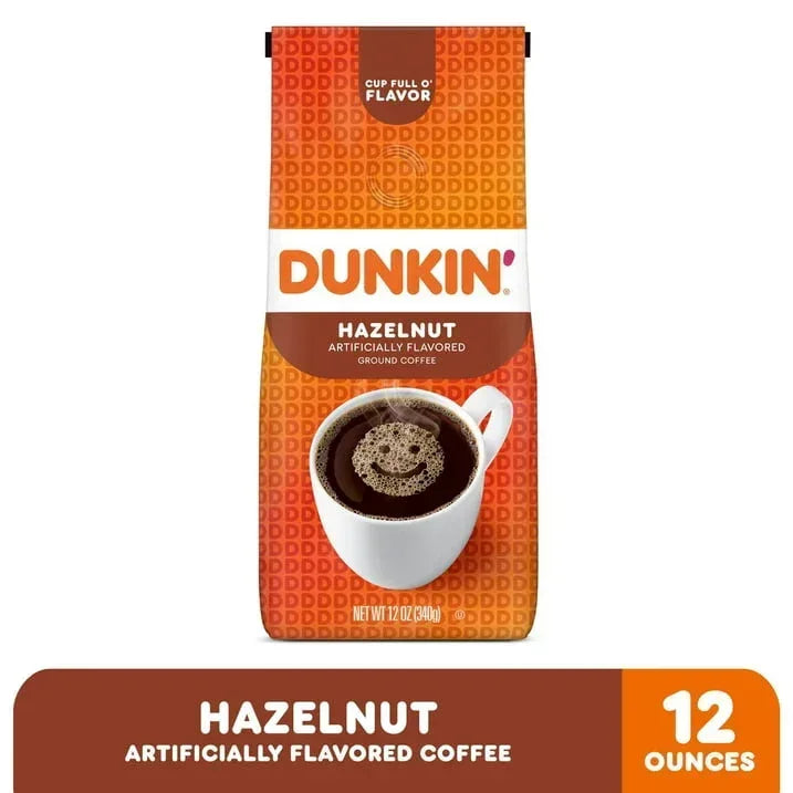 Dunkin' Hazelnut Flavored Ground Coffee, 12 oz