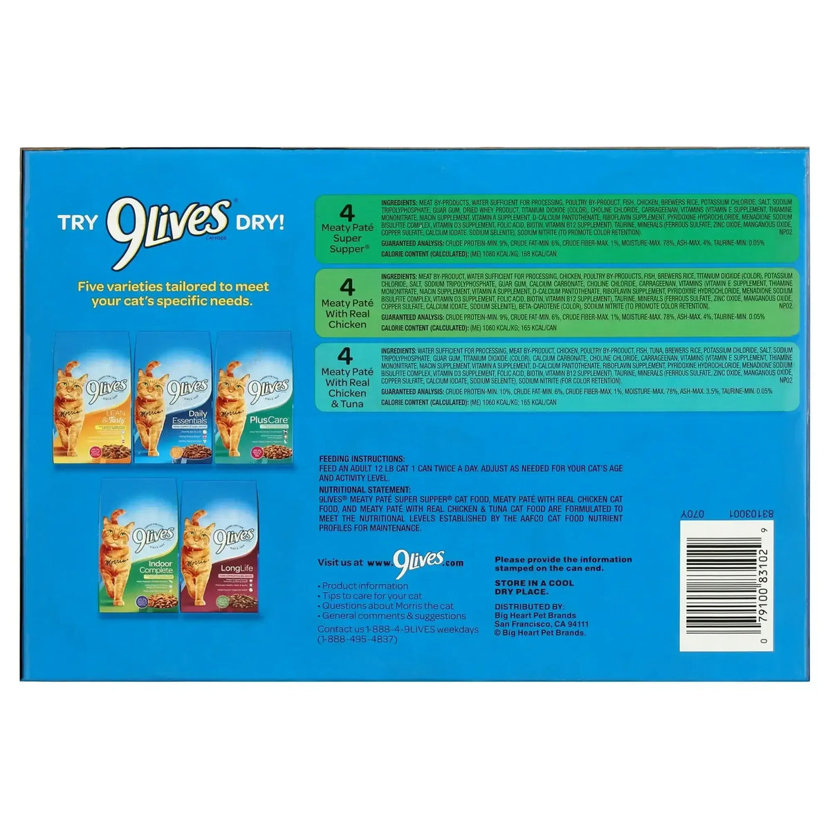 9Lives Paté Favorites Variety Pack Wet Cat Food, 5.5-Ounce Cans, 12-Count