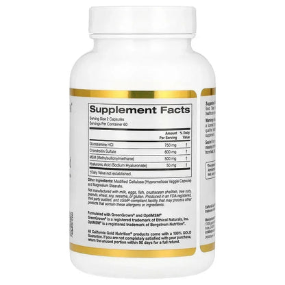 California Gold Nutrition, Glucosamine, Chondroitin, MSM plus Hyaluronic Acid, 60 Veggie Capsules