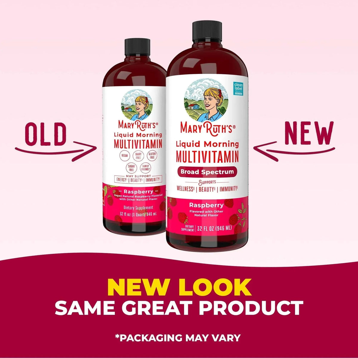 MaryRuth's Morning Multivitamin Liquid, Raspberry, Unisex, 32 Fl Oz, Vegan, Non-GMO, Vitamins C and D