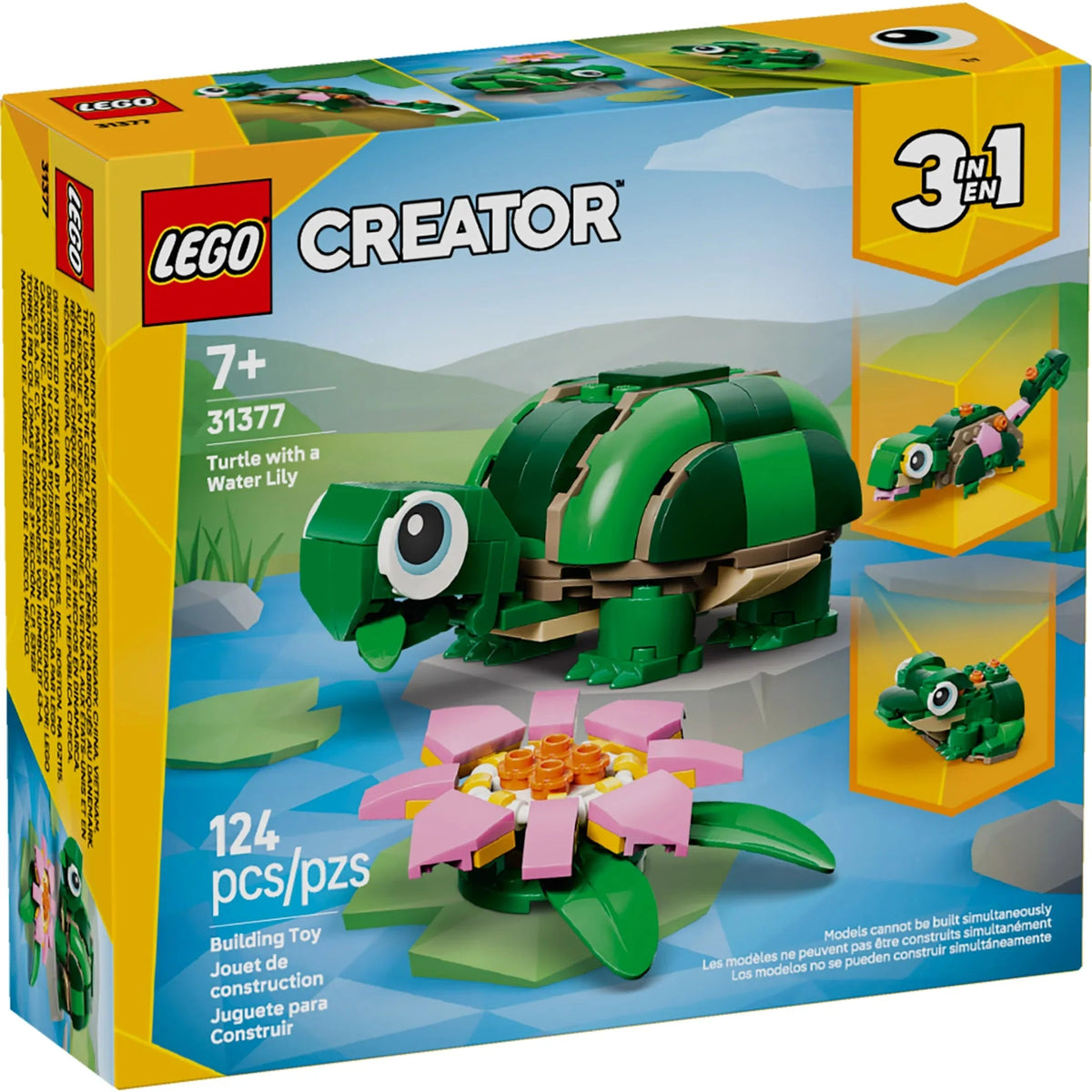 LEGO Creator 3 in 1 Turtle with a Water Lily Flower - Building Toy for Girls & Boys, Ages 7+ - Easter Basket Gift for Kids - Build a Chameleon, Frog, or Turtle - 31377