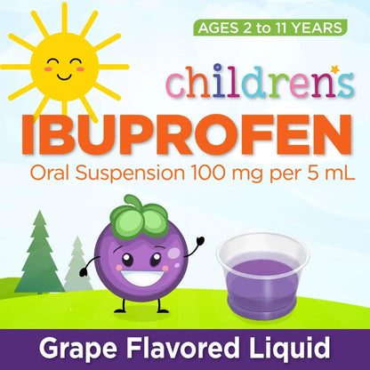 Equate Children’s Ibuprofen Oral Suspension, 100 mg/5 mL, Berry Flavor, Ages 2 to 11 Years, 8 fl oz