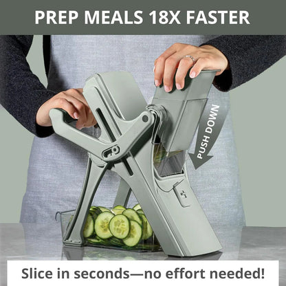 Emson Mandoline Slicer for Kitchen, All in 1 Mandolin Slicer for Food Works as Potato Slicer, Vegetable Slicer, Mandoline Food Slicer, French Fry Cutter with 5 Blades and Storage Container, Gray