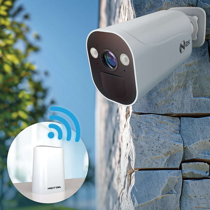 Night Owl® Wire Free (Battery) 2K Spotlight Cameras with 2-Way Audio and Audio Alerts and Siren - White
