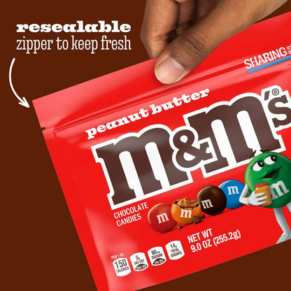 M&M's Peanut Butter Milk Chocolate Candy, Sharing Size - 9 oz Bag