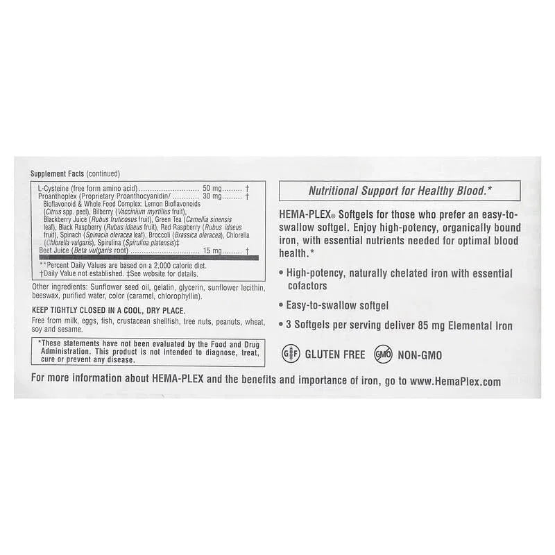 NaturesPlus, Hema-Plex® Iron, 60 Fast-Acting Softgels