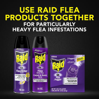 Raid Flea Killer Plus Carpet & Room Spray, Bug Spray Kills Fleas & Flea Eggs, 16 oz
