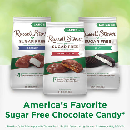 RUSSELL STOVER Sugar Free Pecan Delight Chocolate Candy, 10 oz. bag
