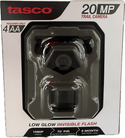 Tasco Invader 20MP Hunting Trail Monitor,1080p 30 FPS Video, Low Glow, Tan, SD Card (Not Included)