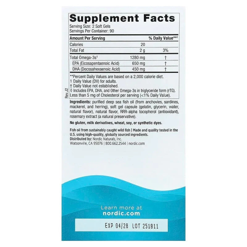 Nordic Naturals, Ultimate Omega, Lemon, Soft Gels (640 mg per Soft Gel)