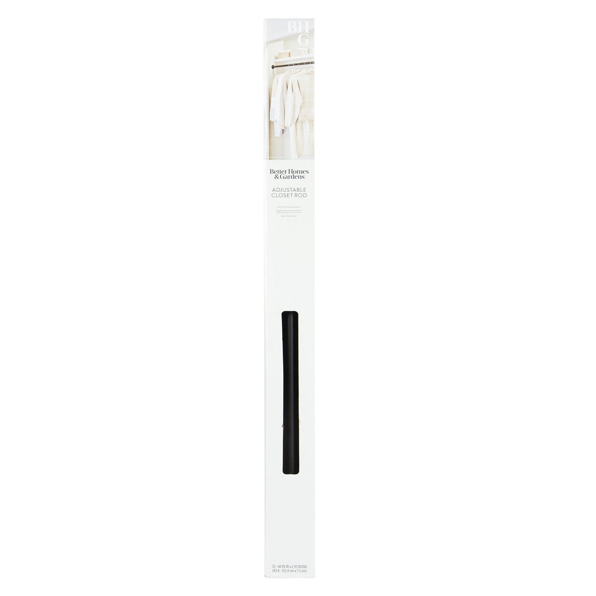 (2 pack) Better Homes & Gardens 33–60" Steel Adjustable Closet Rod for Adult, Black