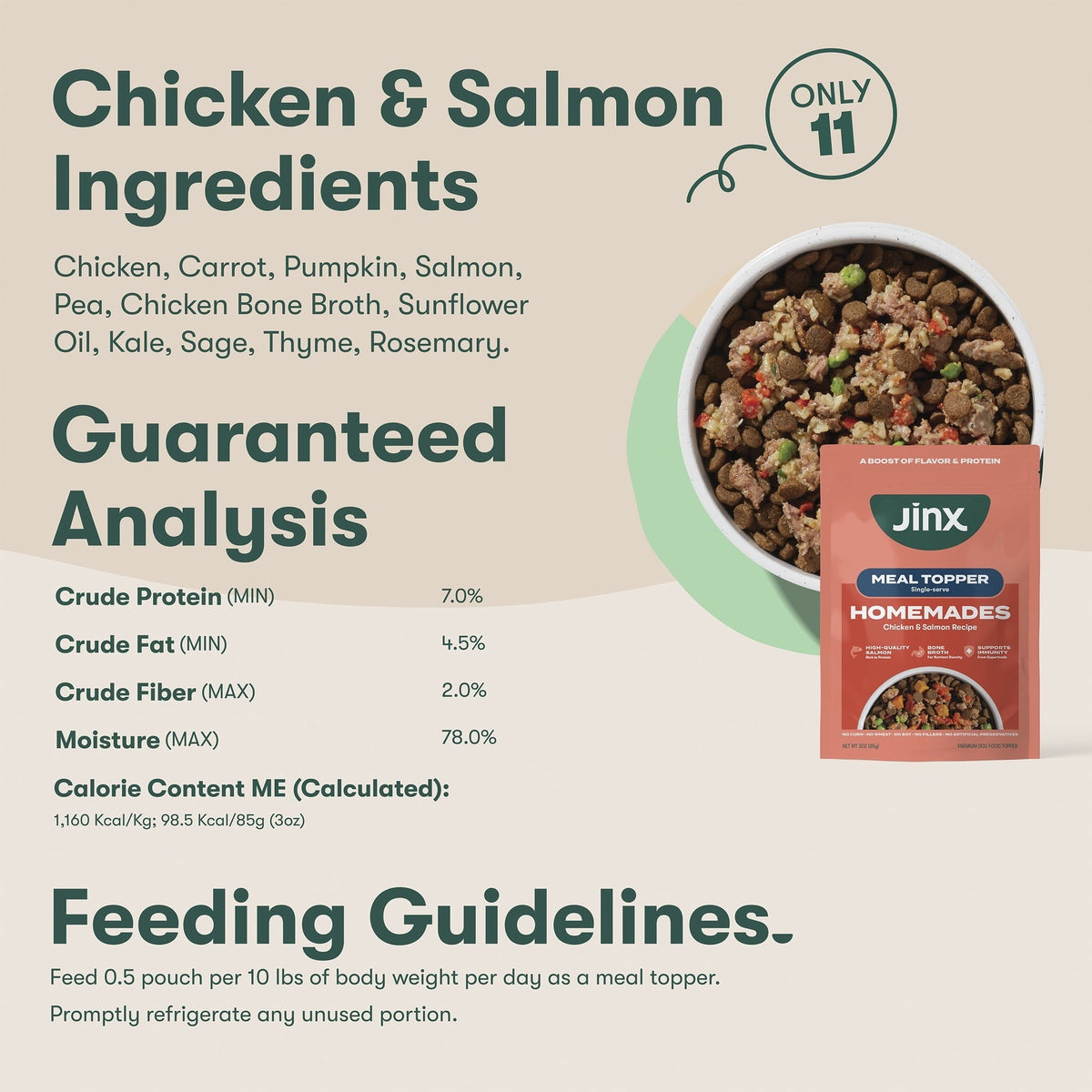 Jinx Homemades Single Serve Value Pack Wet Natural Dog Food, Grain-Free, 3oz Variety Pack 18ct