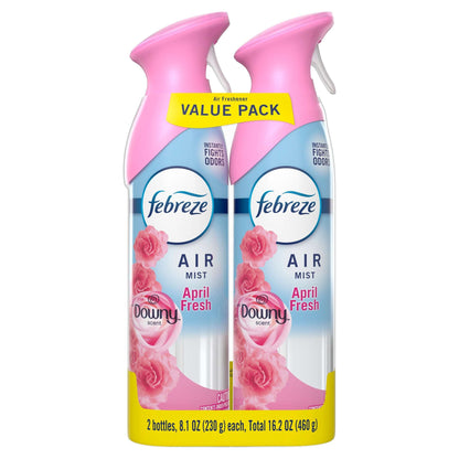 Febreze Air Mist Air Freshener Spray, Downy April Fresh, 8.1oz, 2 Count