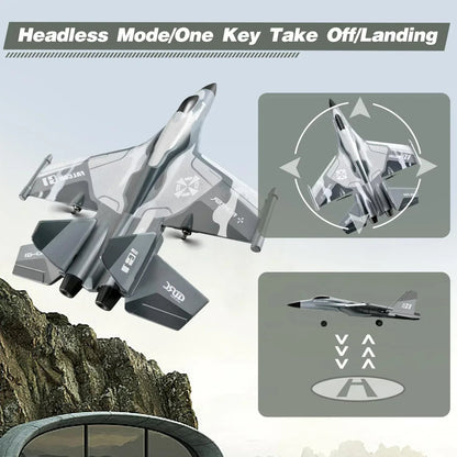 4DRC G1 RC Plane with 2 Take-off Modes, 2 Batteries and Light, 2.4GHz 4 Channel 6 Axis Gyro Stabilizer RTF Glider Remote Control Aircraft Planes Jet Fighter Toys Gift for Boys Kids Adults Beginners