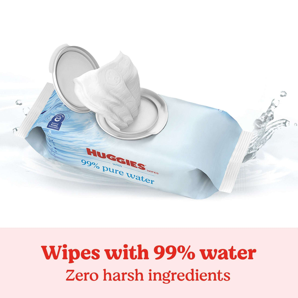 Huggies 99% Pure Water Unscented Wipes, 1 Flip-Top Packs, 56 Total Count