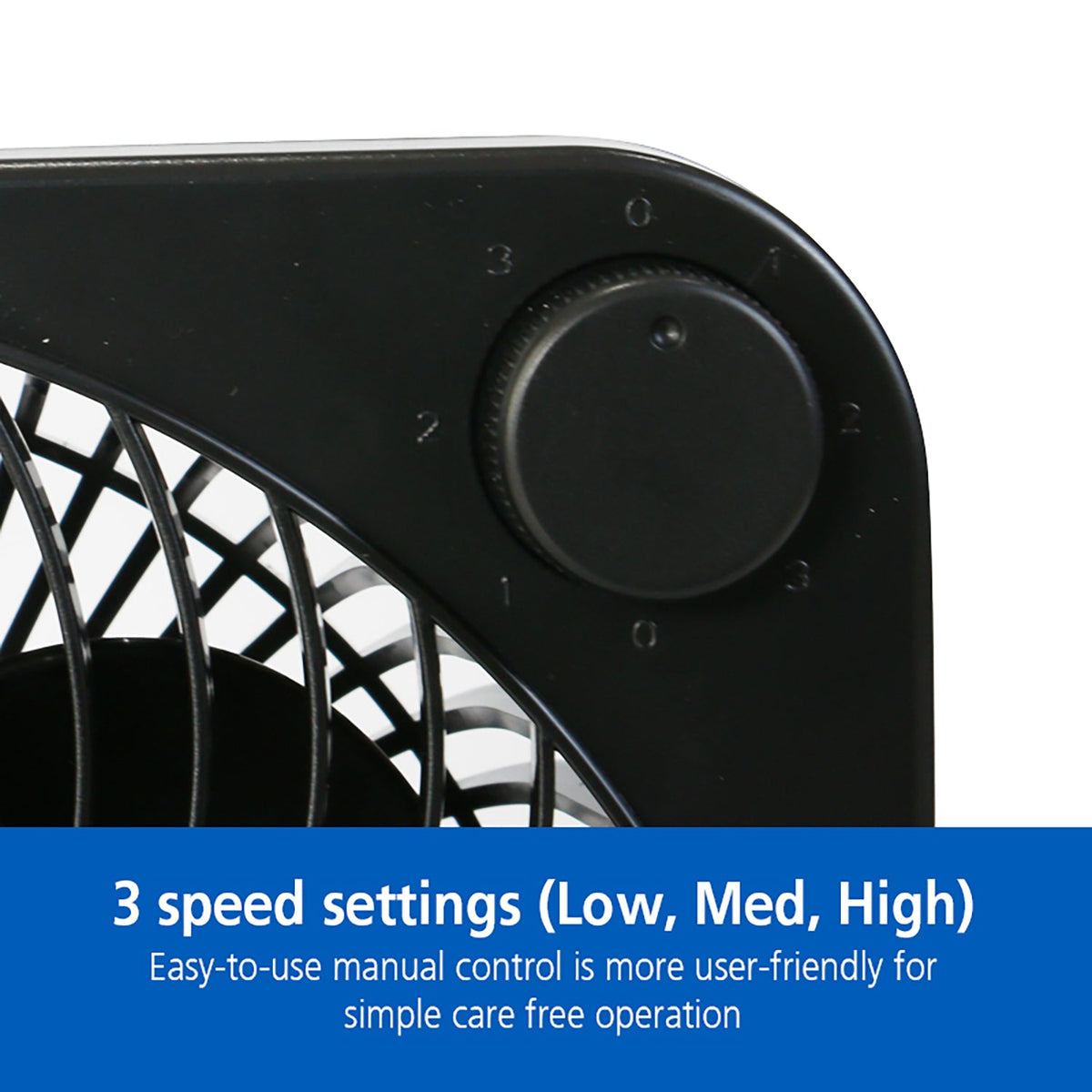 Mainstays New 9-inch Box Indoor Comfort Personal AC Electric Fan, 3 Speeds, Black