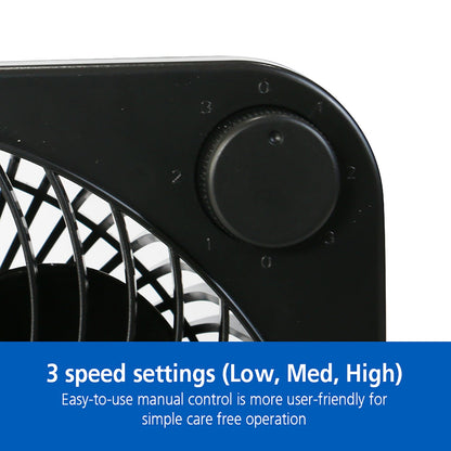 Mainstays New 9-inch Box Indoor Comfort Personal AC Electric Fan, 3 Speeds, Black