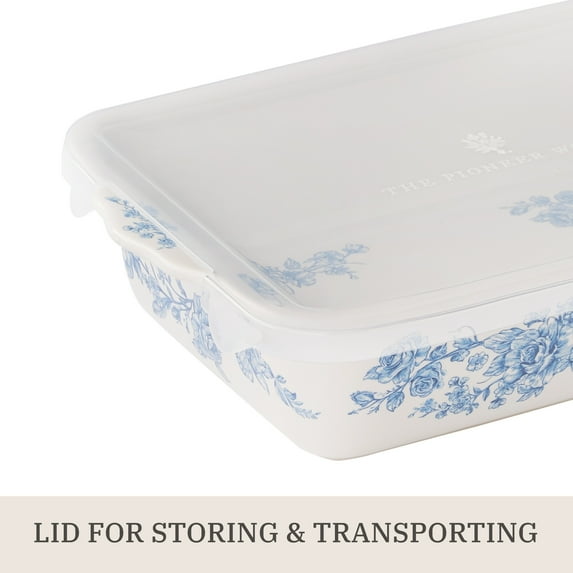 The Pioneer Woman Agatha Small Rectangular Baker with Lid, 7" x 11"